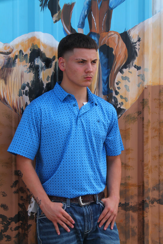 Ariat Men's Charger 2.0 Classic Blue Polo