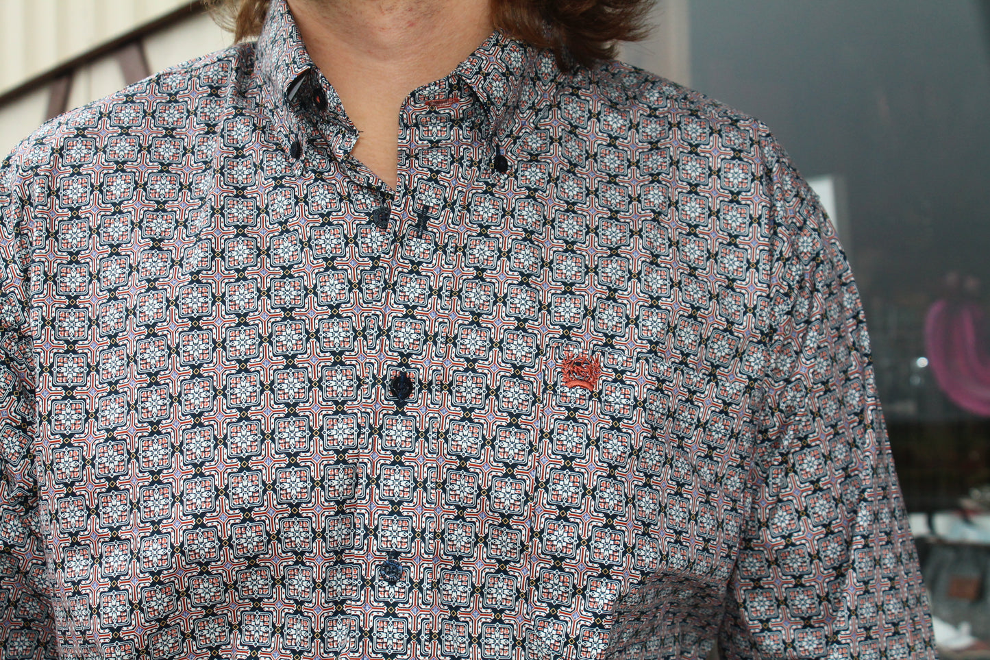 Cinch Men's Navy Medallion L/s