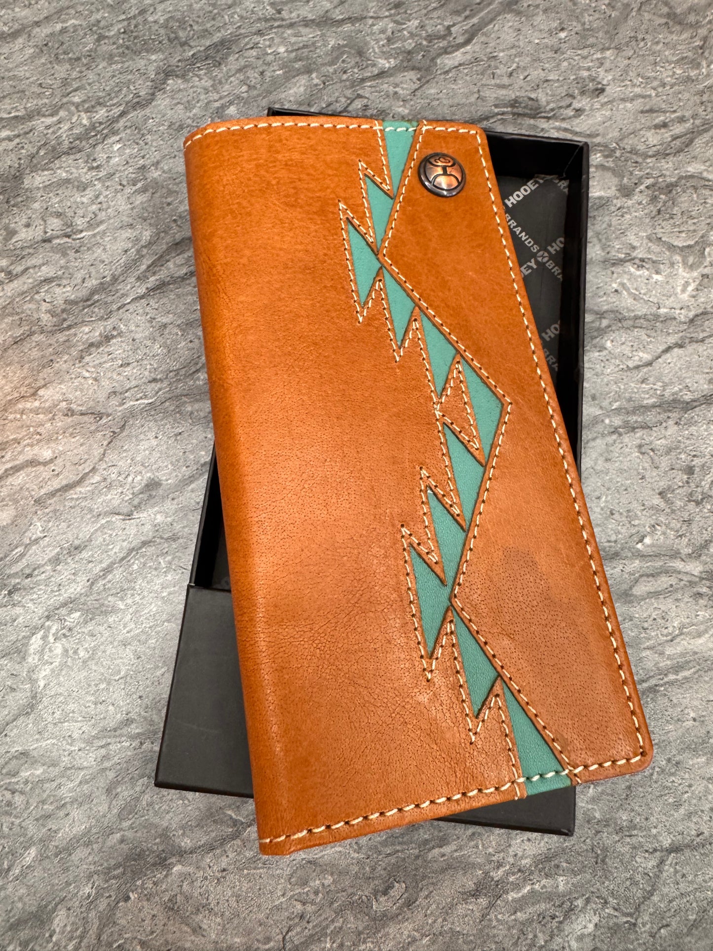 Turquoise Aztec Inlay Rodeo Wallet