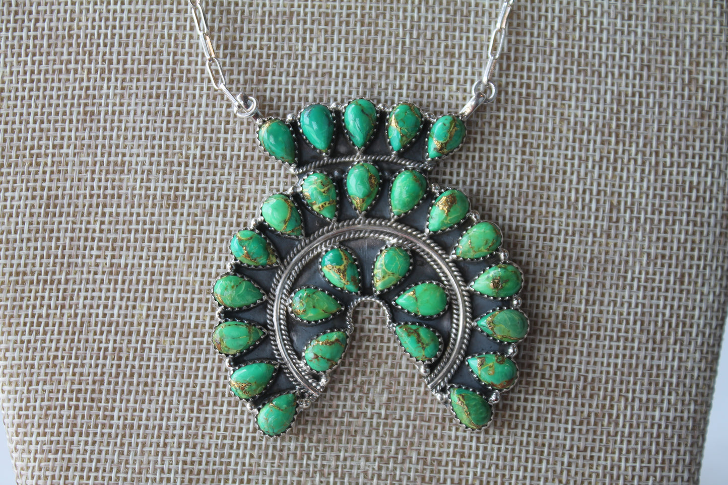 Green Mohave Squash Blossom Necklace