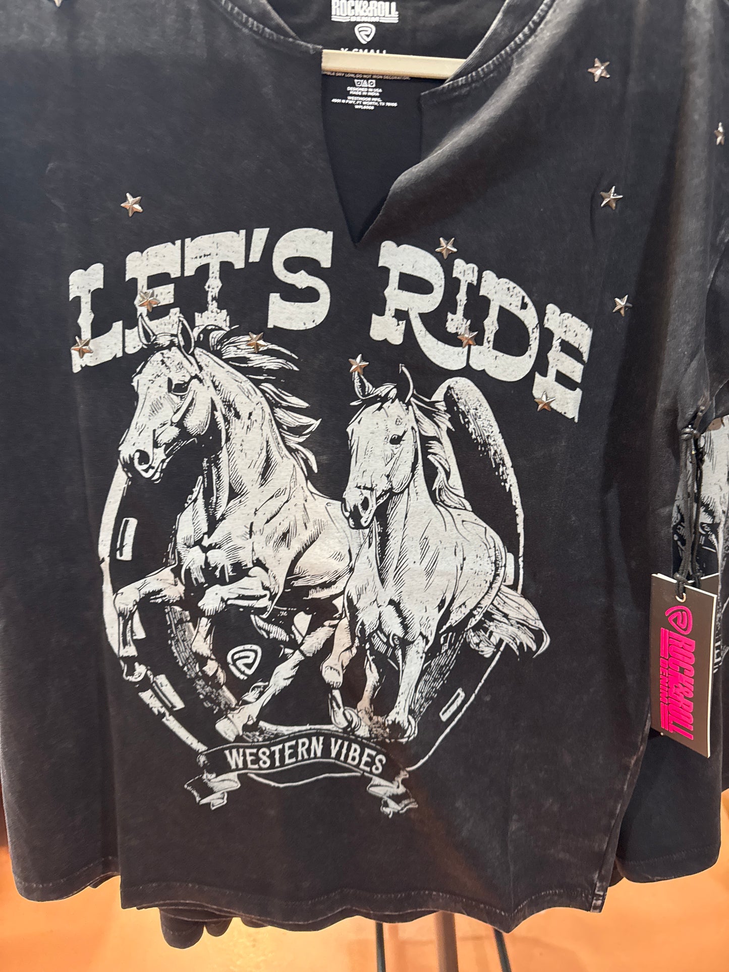 Let’s Ride western vibe v-neck tee