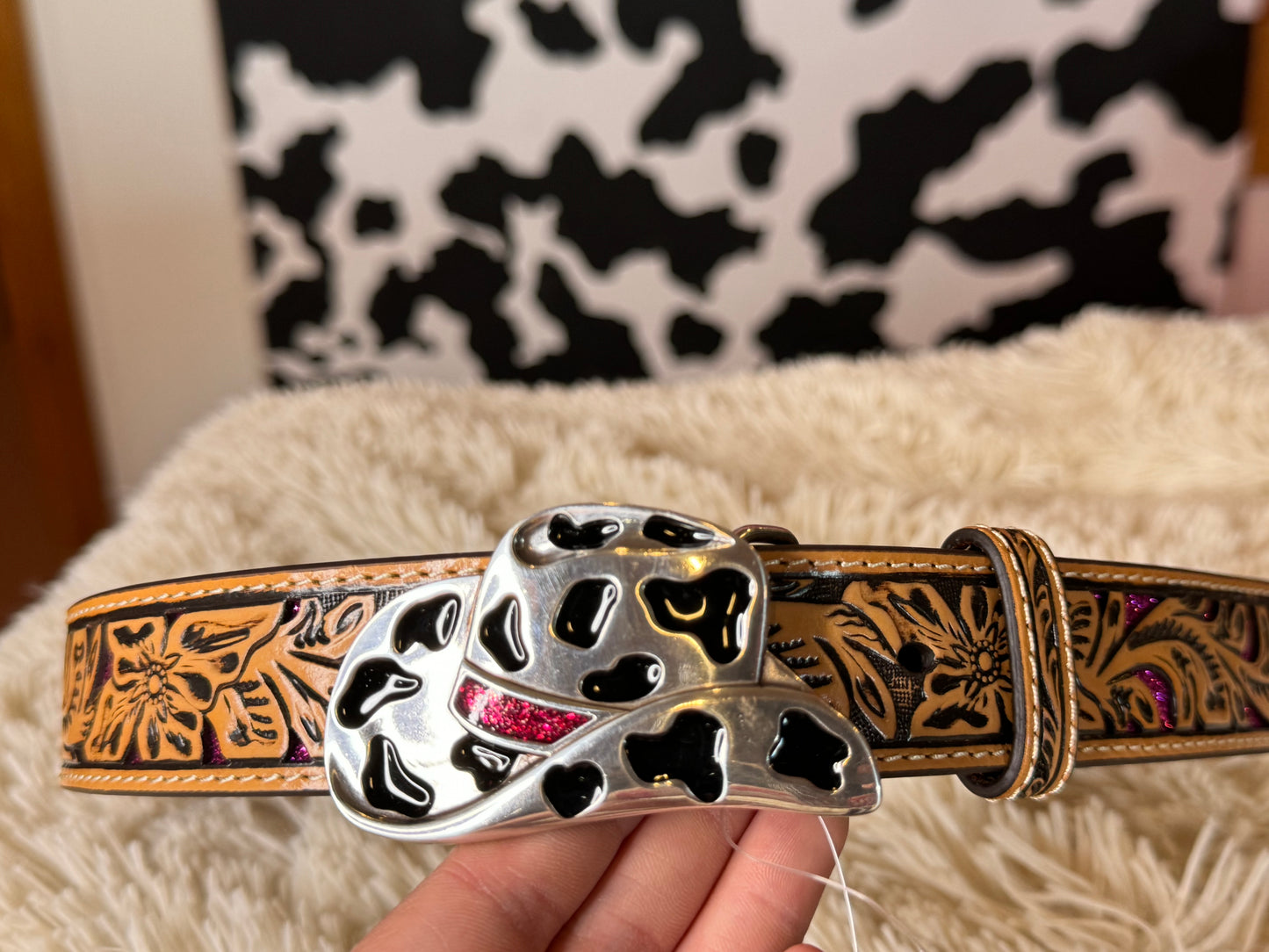 Angel Ranch Tooled Glitter Belt