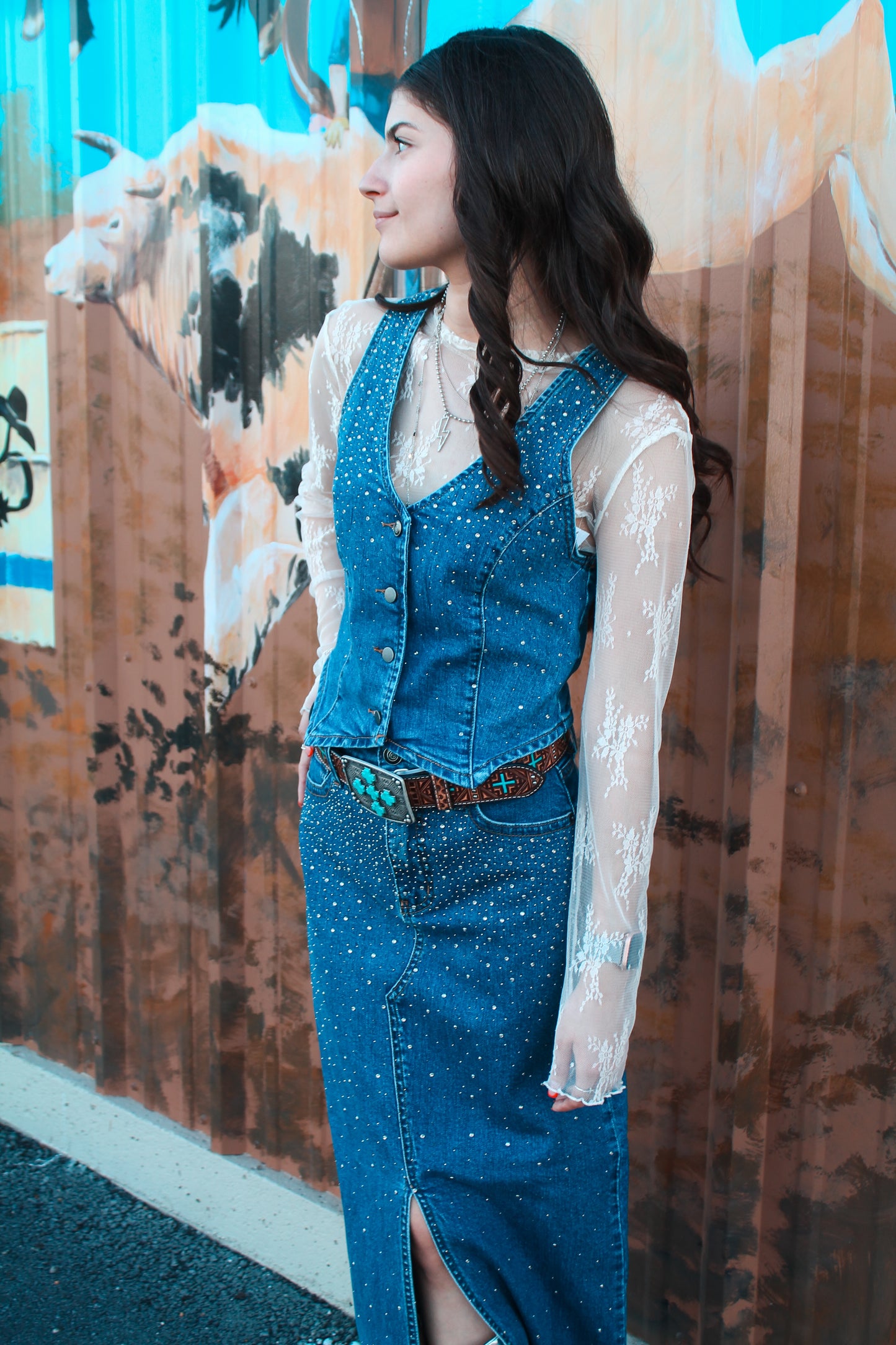 Rock & Roll Denim Studded Vest