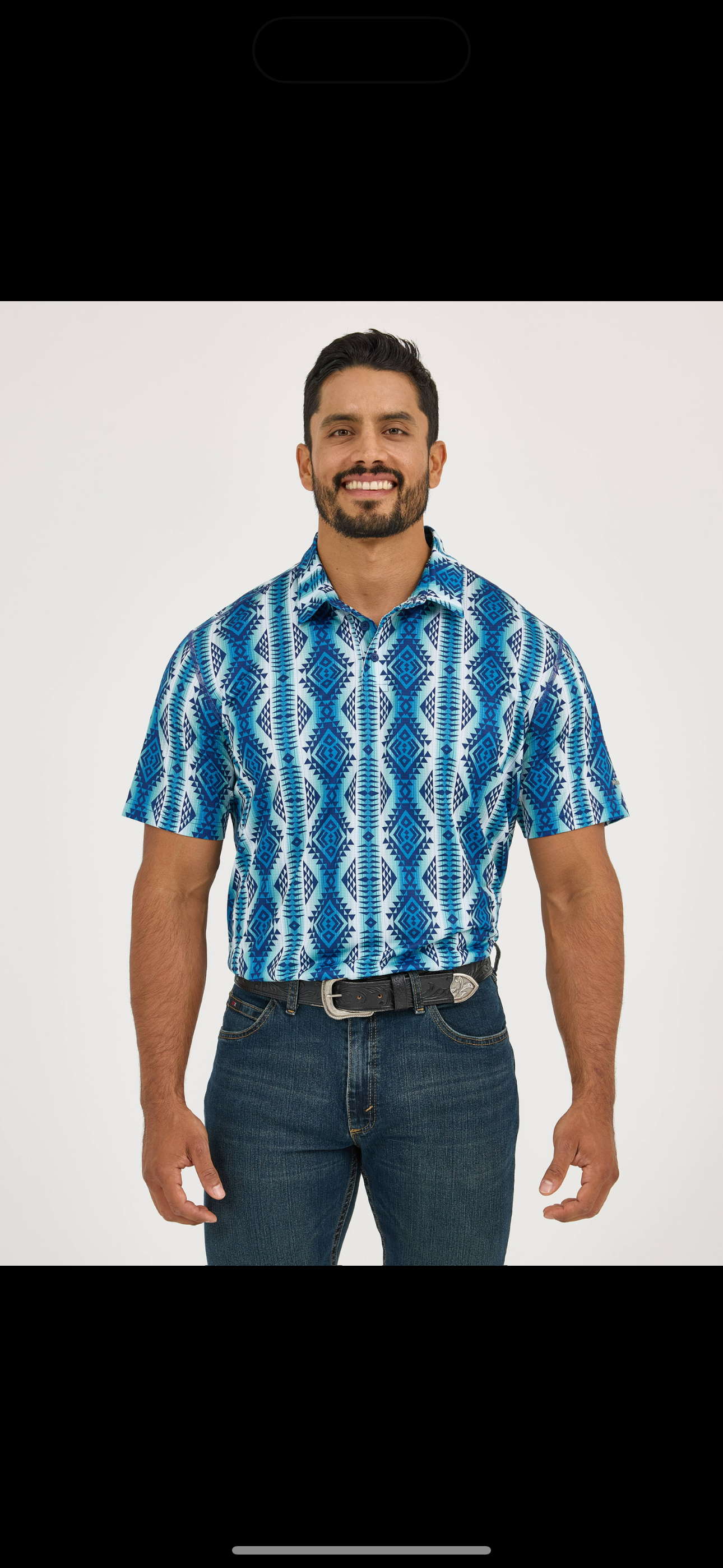 Wrangler Men’s Blue Sea Aztec Polo