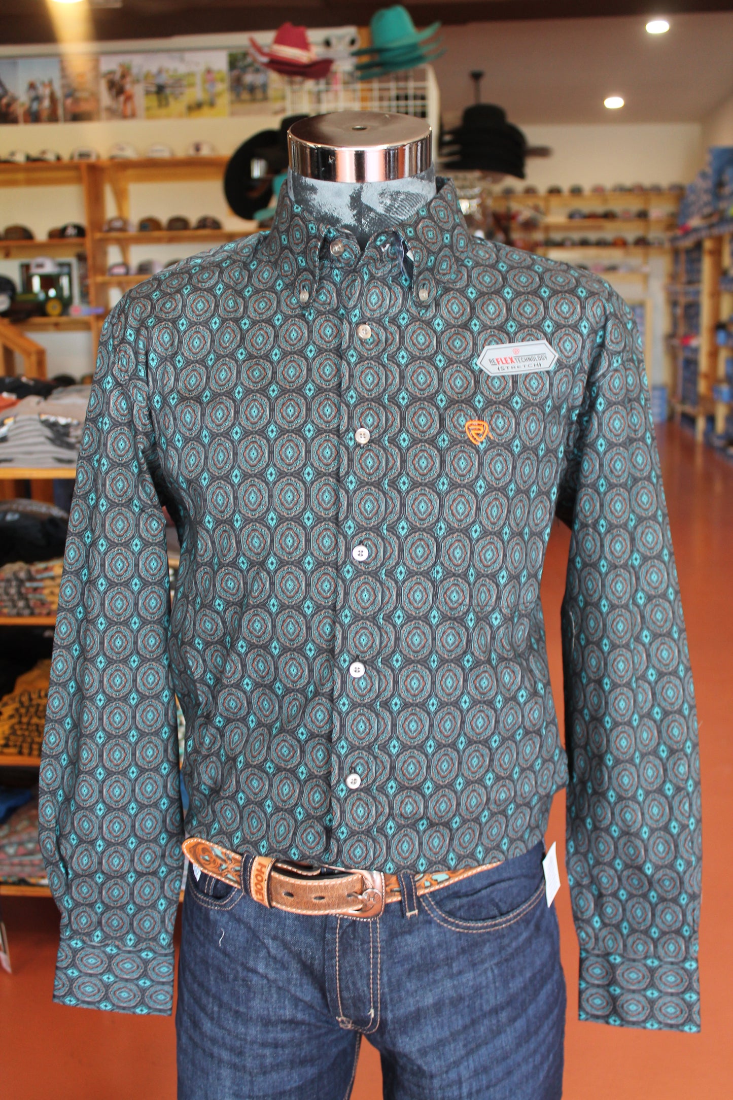 R&R Teal Woven LS Button Up