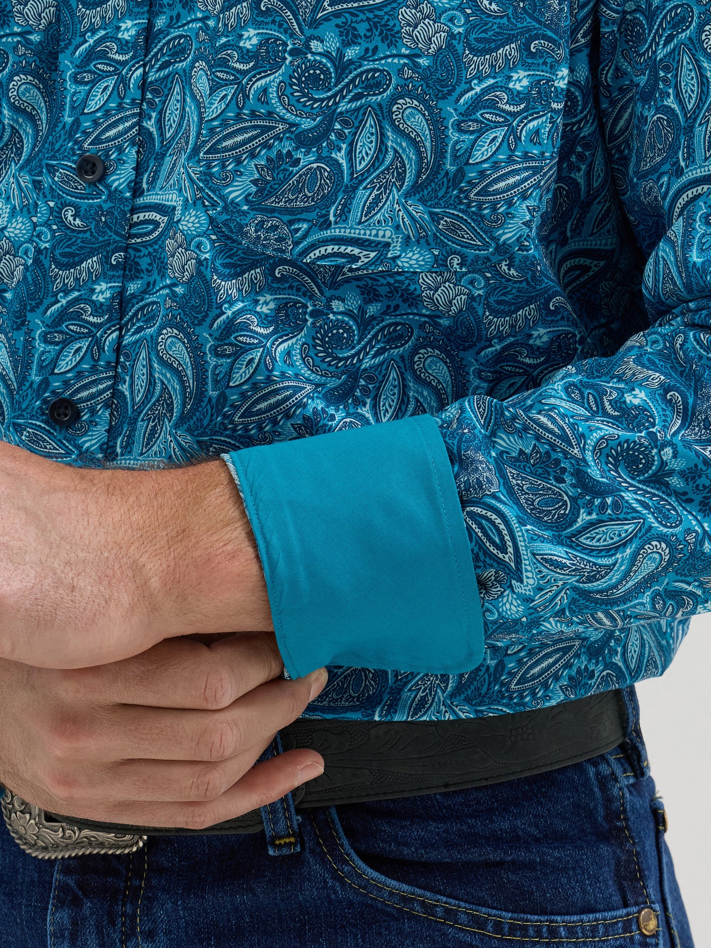 Wrangler Men's Deep Blue Paisley LS