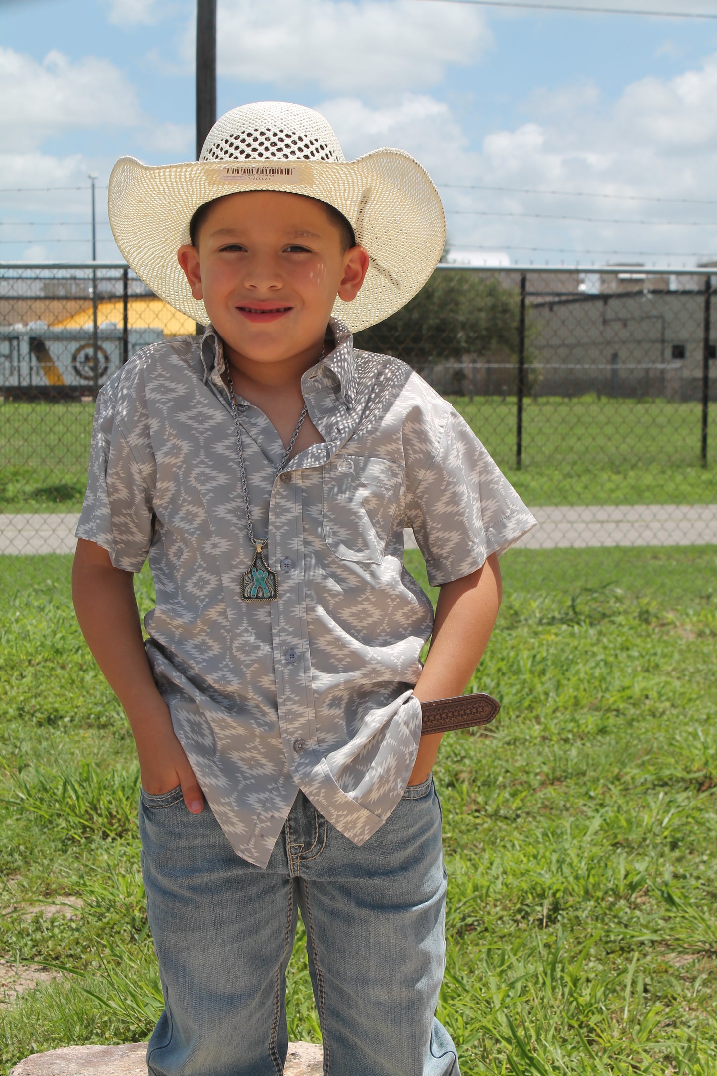 Youth Cinch S/S Button Arena Flex Print Shirt Boys