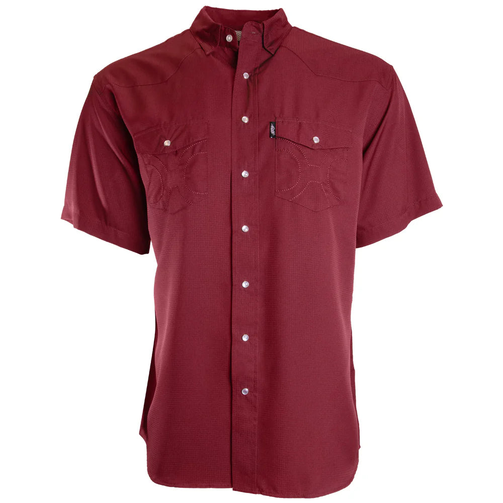 YOUTH "SOL" MAROON SHORT SLEEVE PEARL SNAP SHIRT
