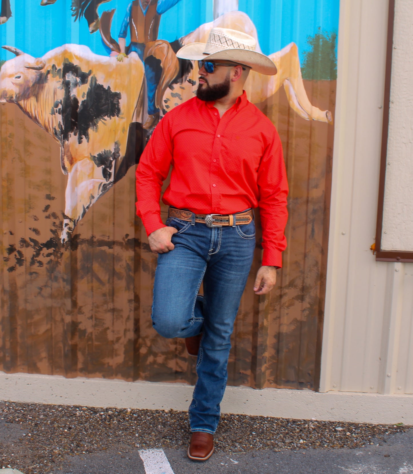 Ariat Men's Walen LS Button-up Shirt Red