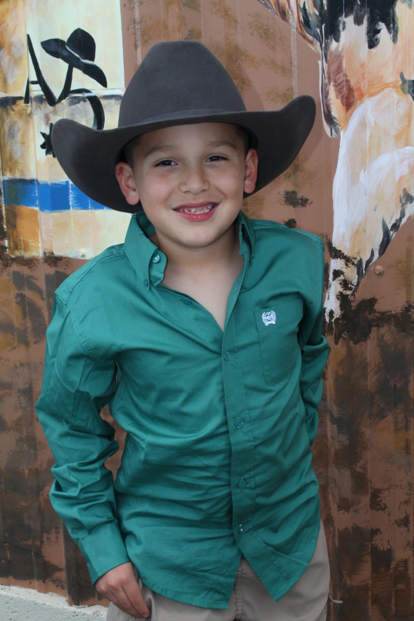 Cinch Boy’s Solid Sage Green Long-sleeve