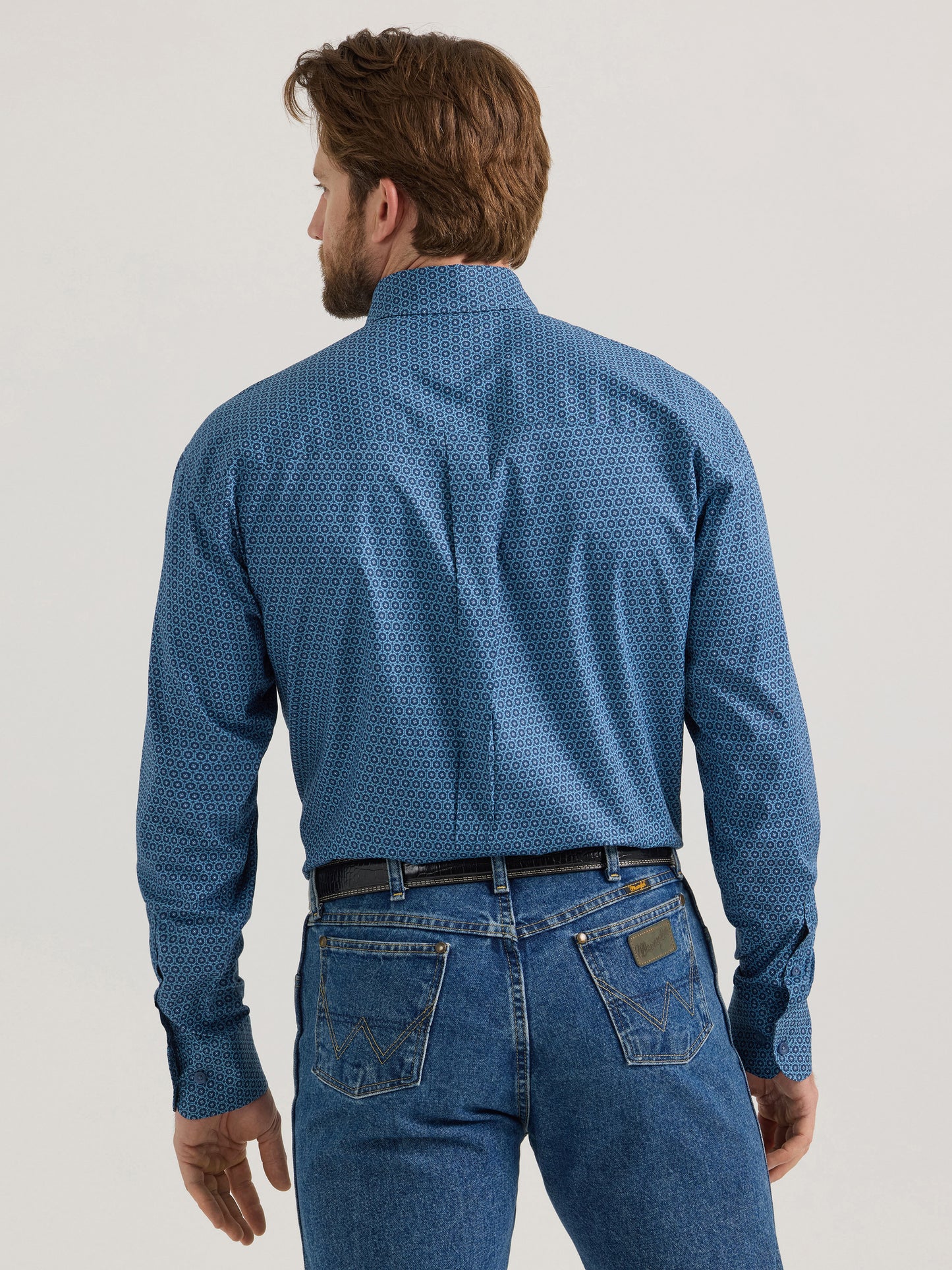 Wrangler Men's Deep Blue Hexagon L/s