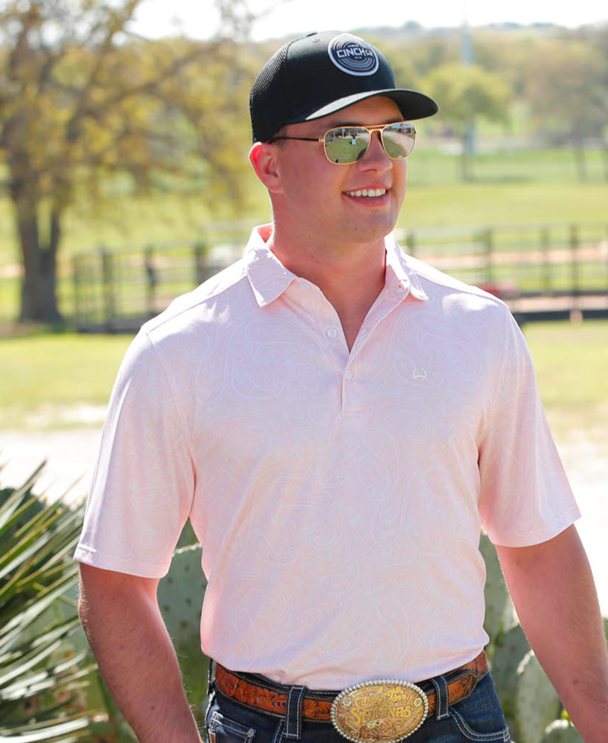 Cinch Pastel Pink Arena Flex Polo