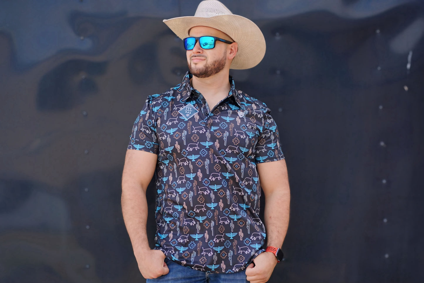 R&R Men's Bull & Thunderbird Polo