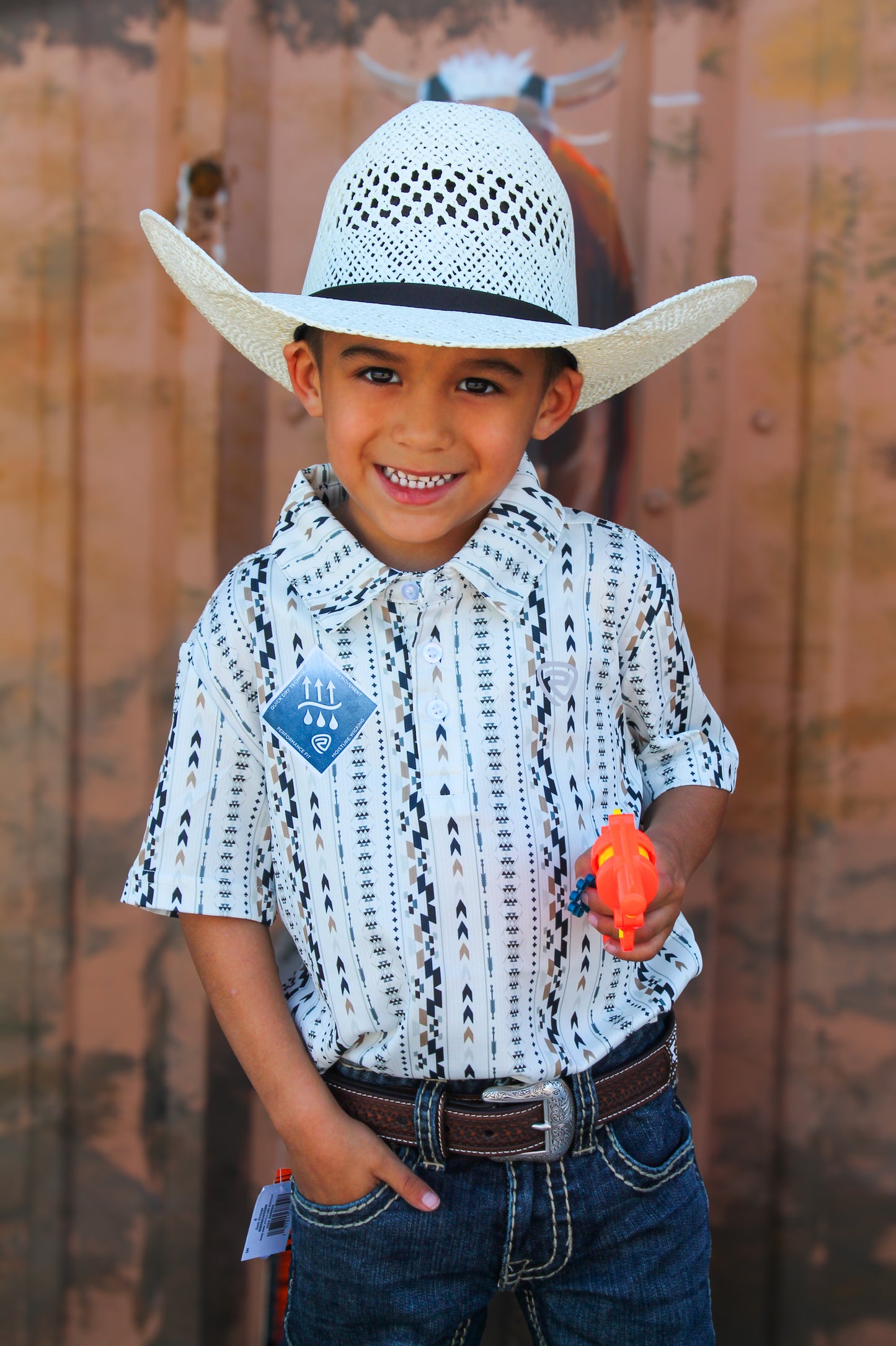 Rock & Roll Boys Aztec Polo- Natural
