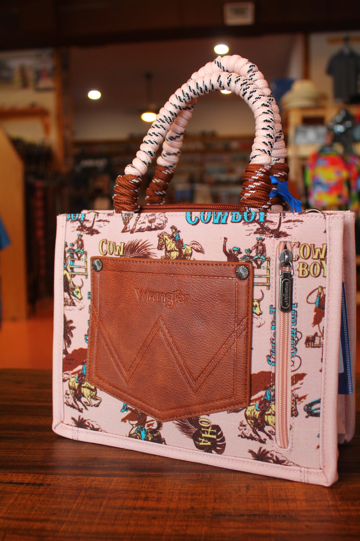 Wrangler Cowboy Print Tote-Dark Pink