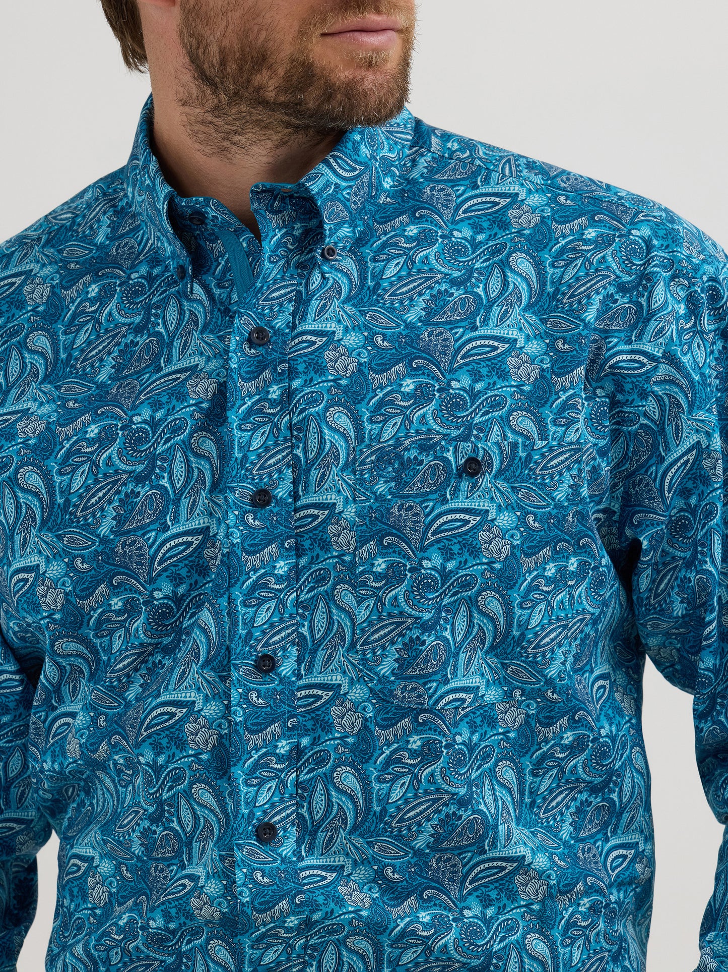 Wrangler Men's Deep Blue Paisley LS