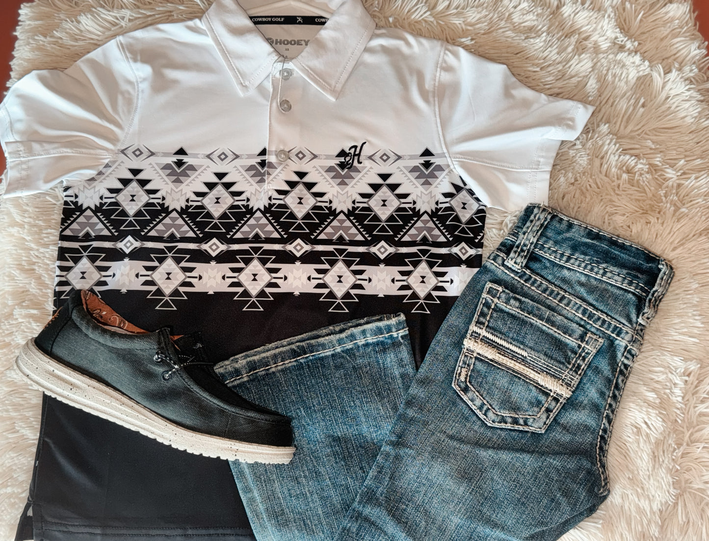 "THE WEEKENDER" AZTEC/BLACK POLO