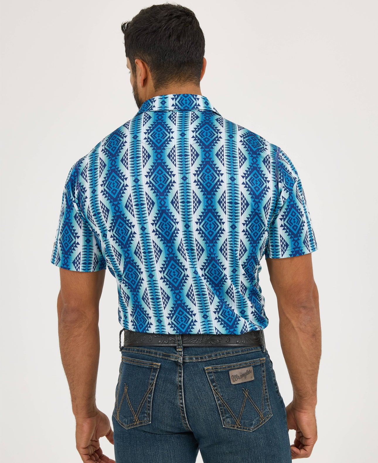 Wrangler Men’s Blue Sea Aztec Polo