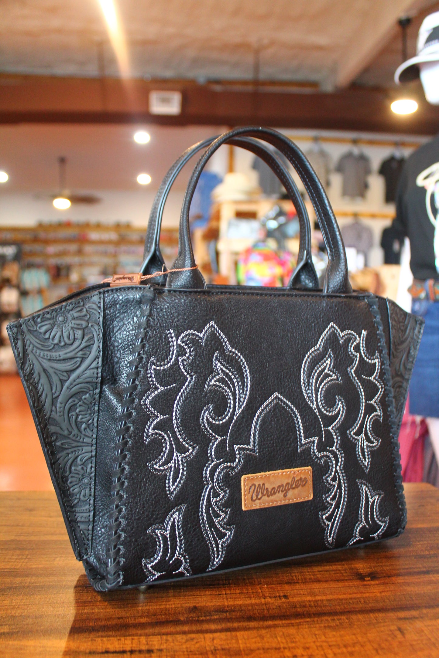 Wrangler Embroidered Trapezoid Concealed Carry Crossbody- Black