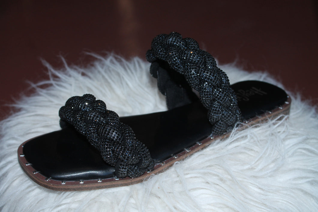 Black Rhinestone Sandals