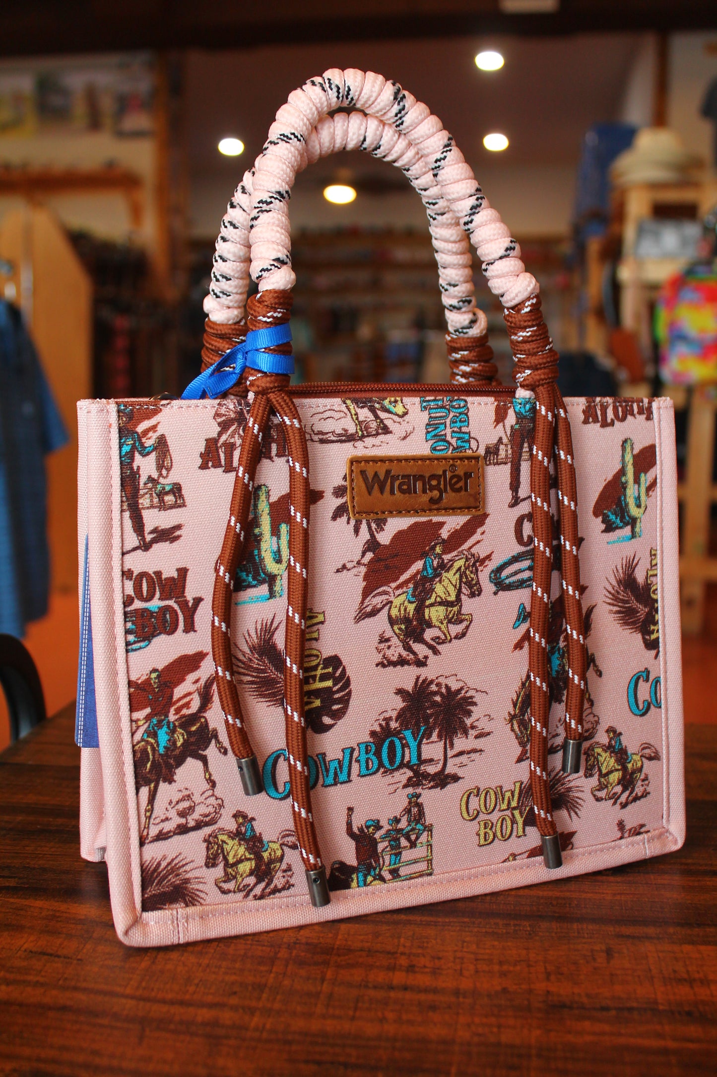 Wrangler Cowboy Print Tote-Dark Pink