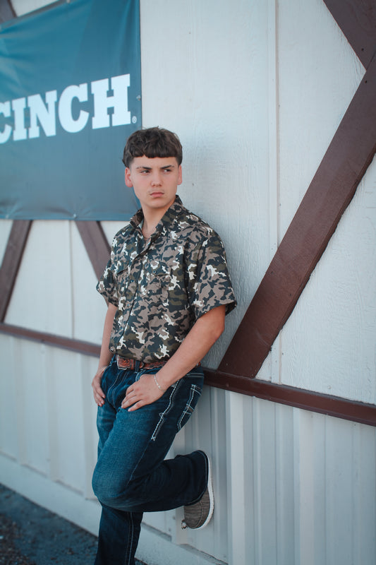 Men’s Hooey Camo Pearl Snap SS