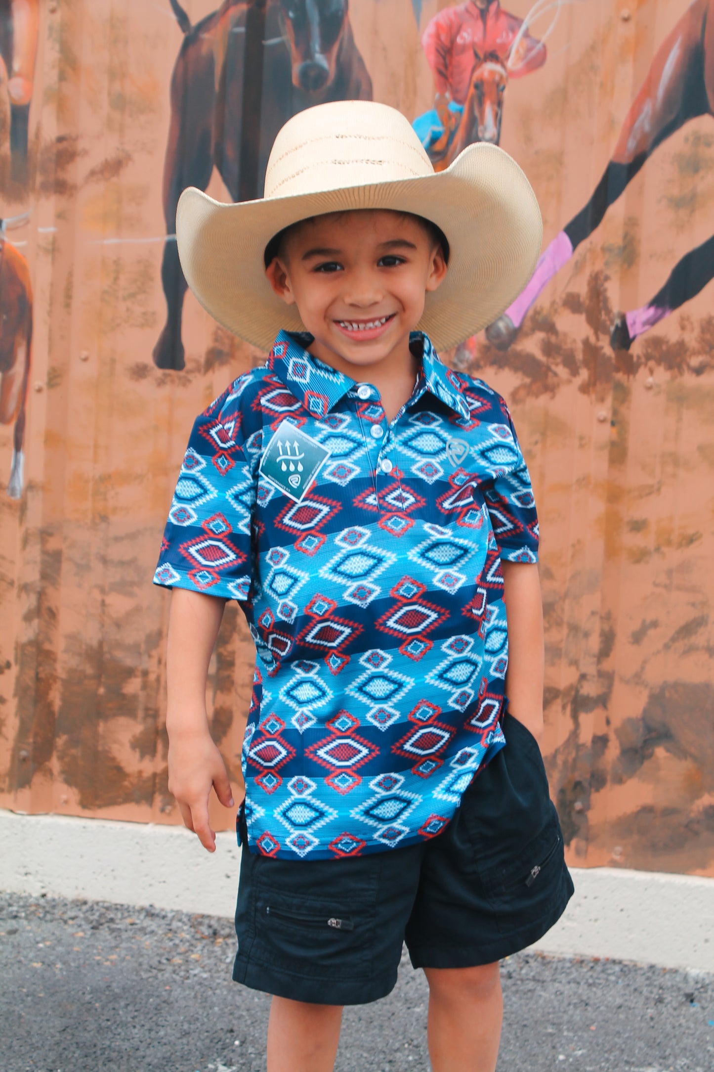 R&R Aztec Blue Polo YOUTH