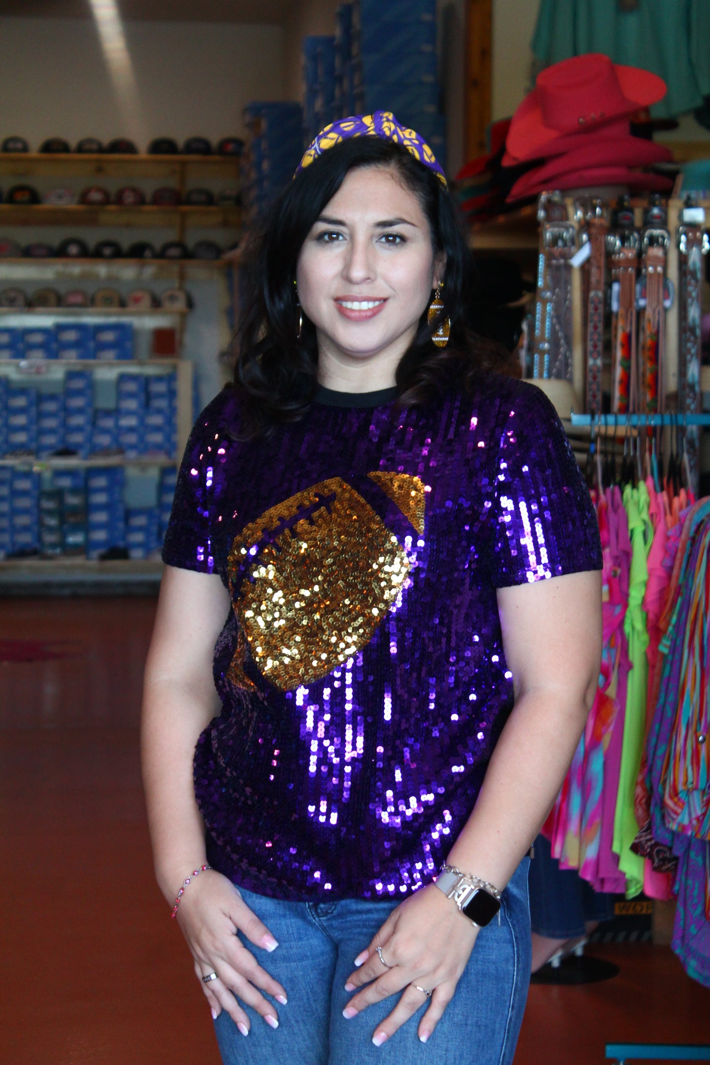 Purple/ Gold Sequin w/ Football Top