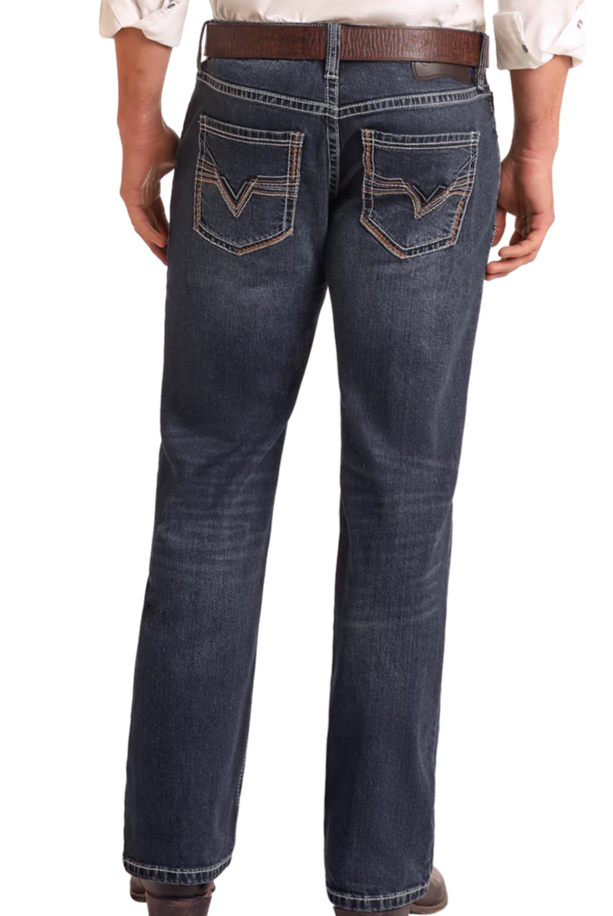 Rock&Roll Denim Two Tone Emb Regular Straight Jeans - Dark Vintage