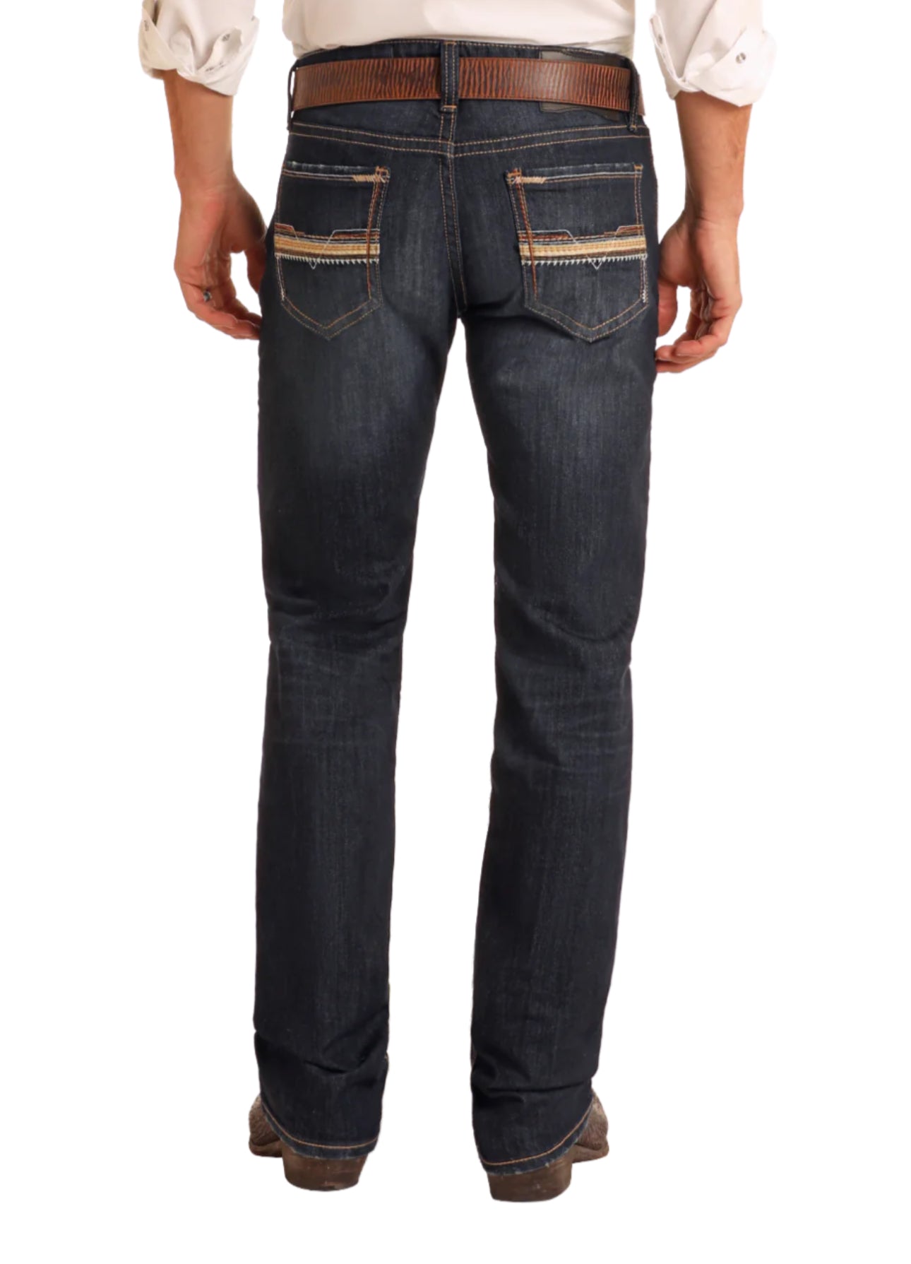 Rock&Roll Denim Tri Color Emb Revolver Straight Jeans - Dark Vintage