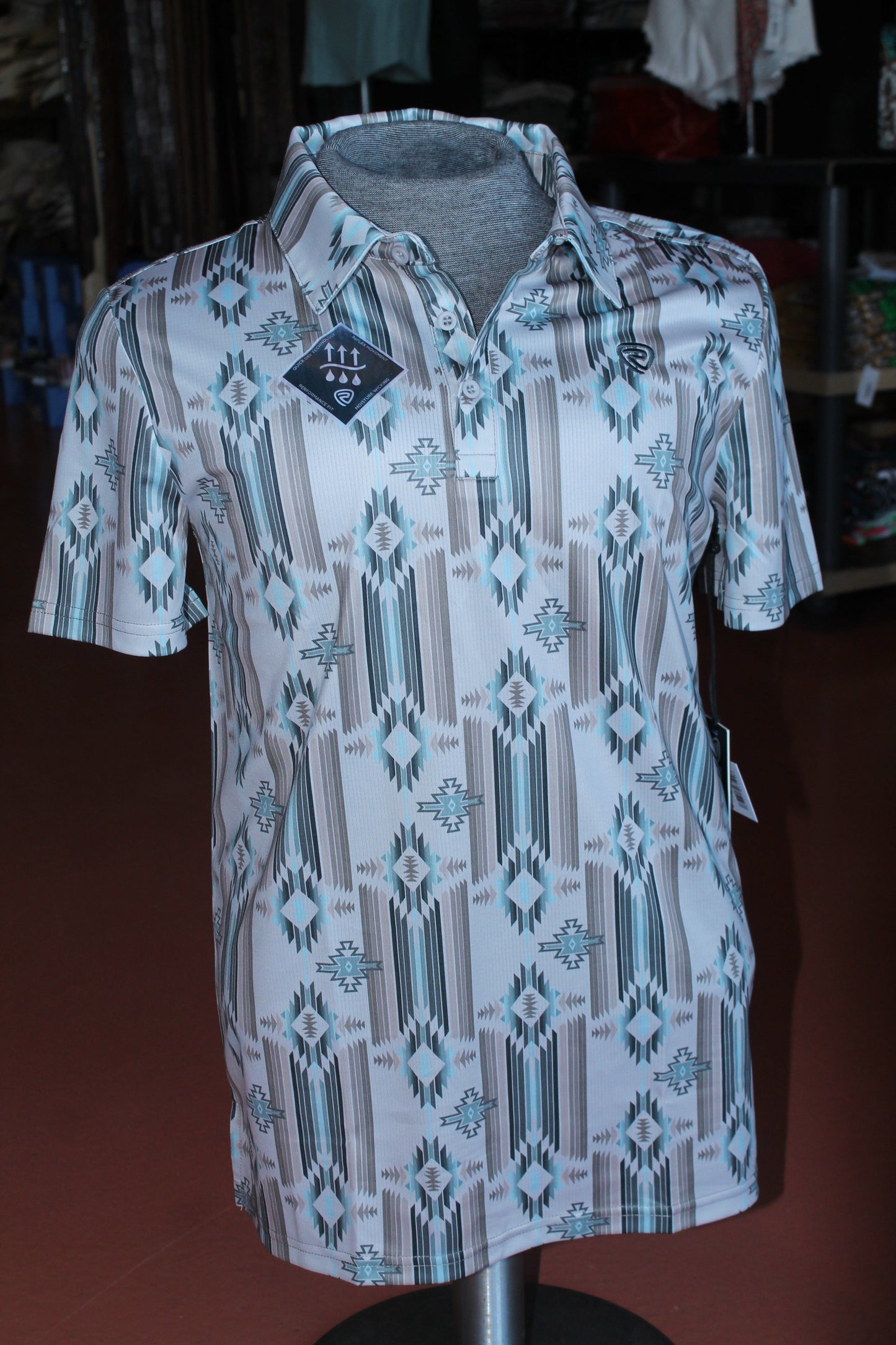 Rock & Roll Denim Aztec Stripe Polo