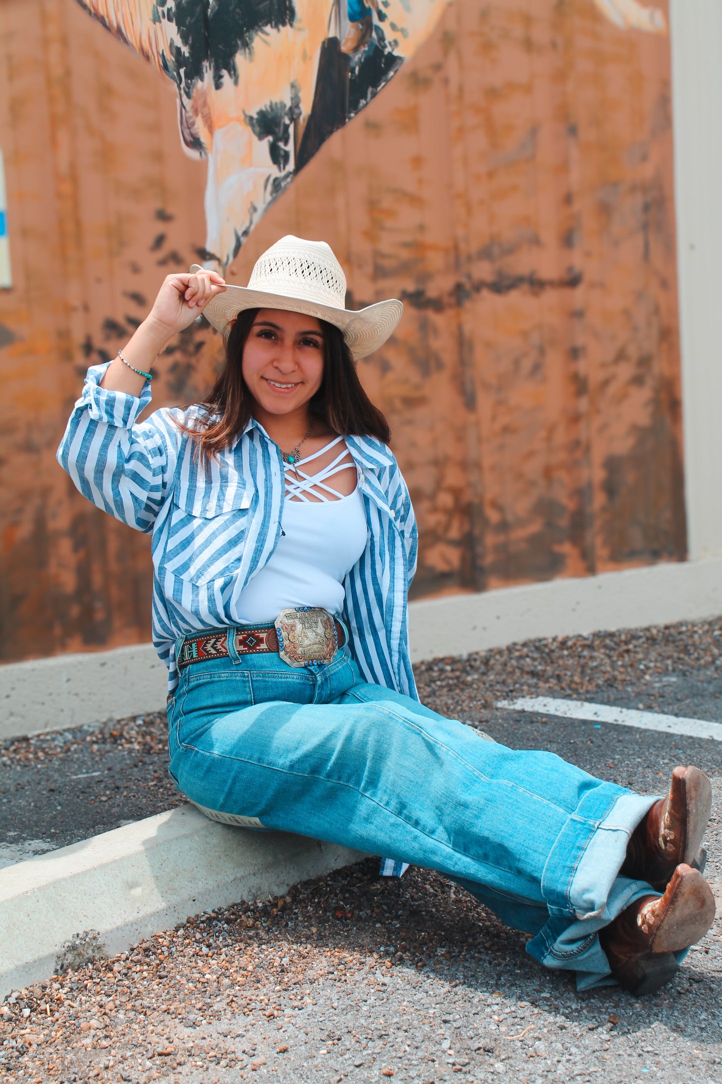 Women’s Ariat Baggy Blue Strip LS