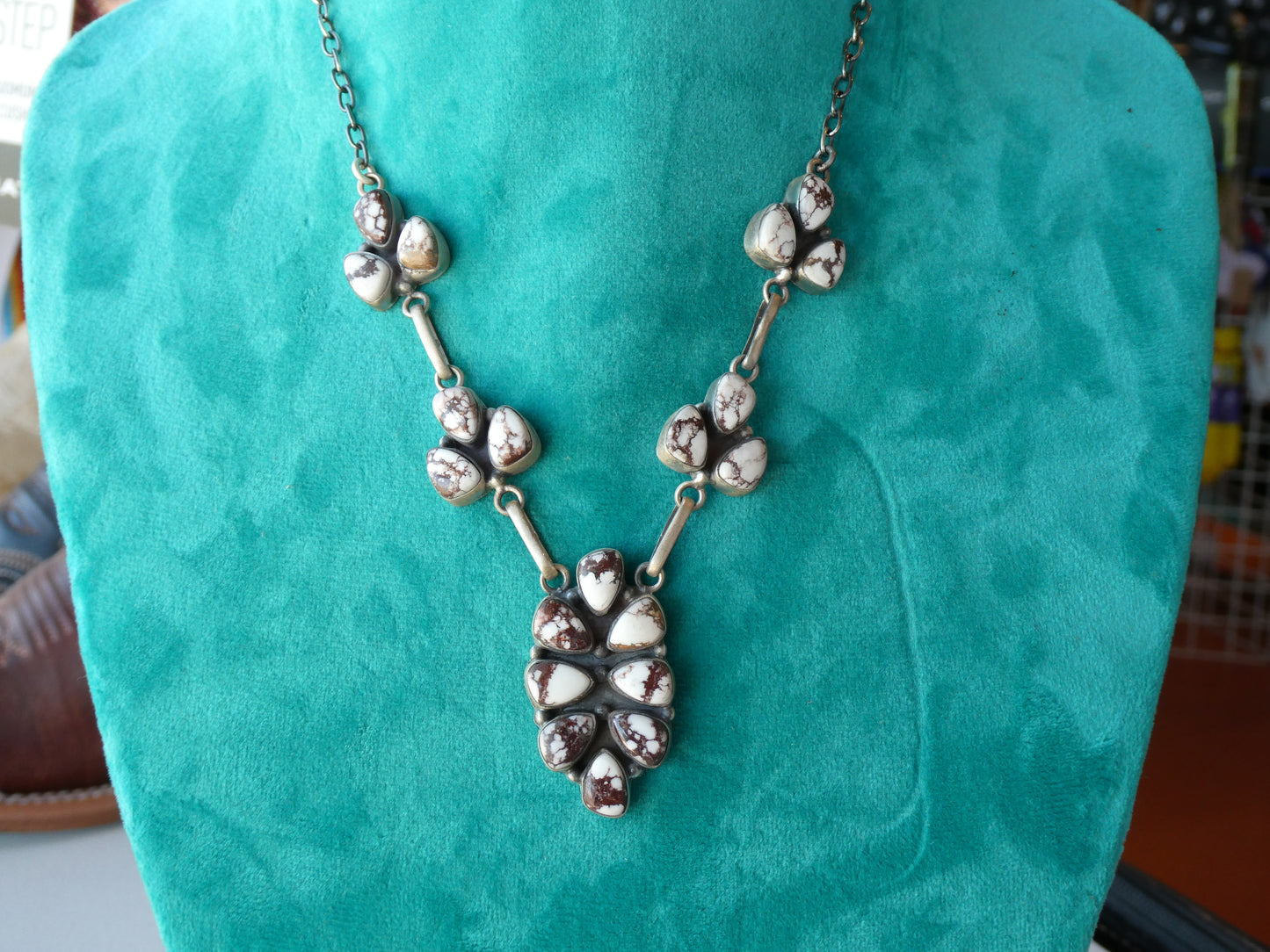 White Horse Cluster Necklace