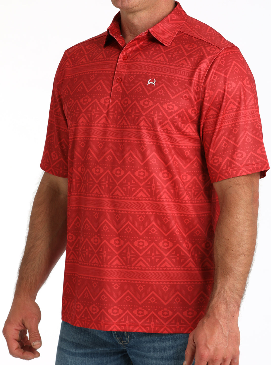 Cinch Arena Flex Polo- Red Aztec