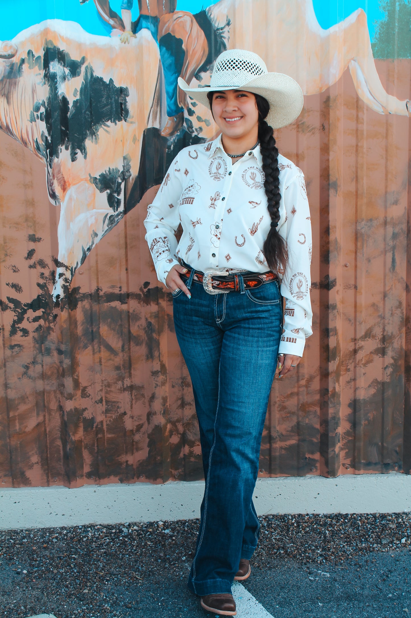 Ariat Women's Homestyle LS Shirt Road Trip Print