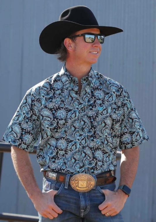 Cinch Floral Paisley- BLK/TURQ