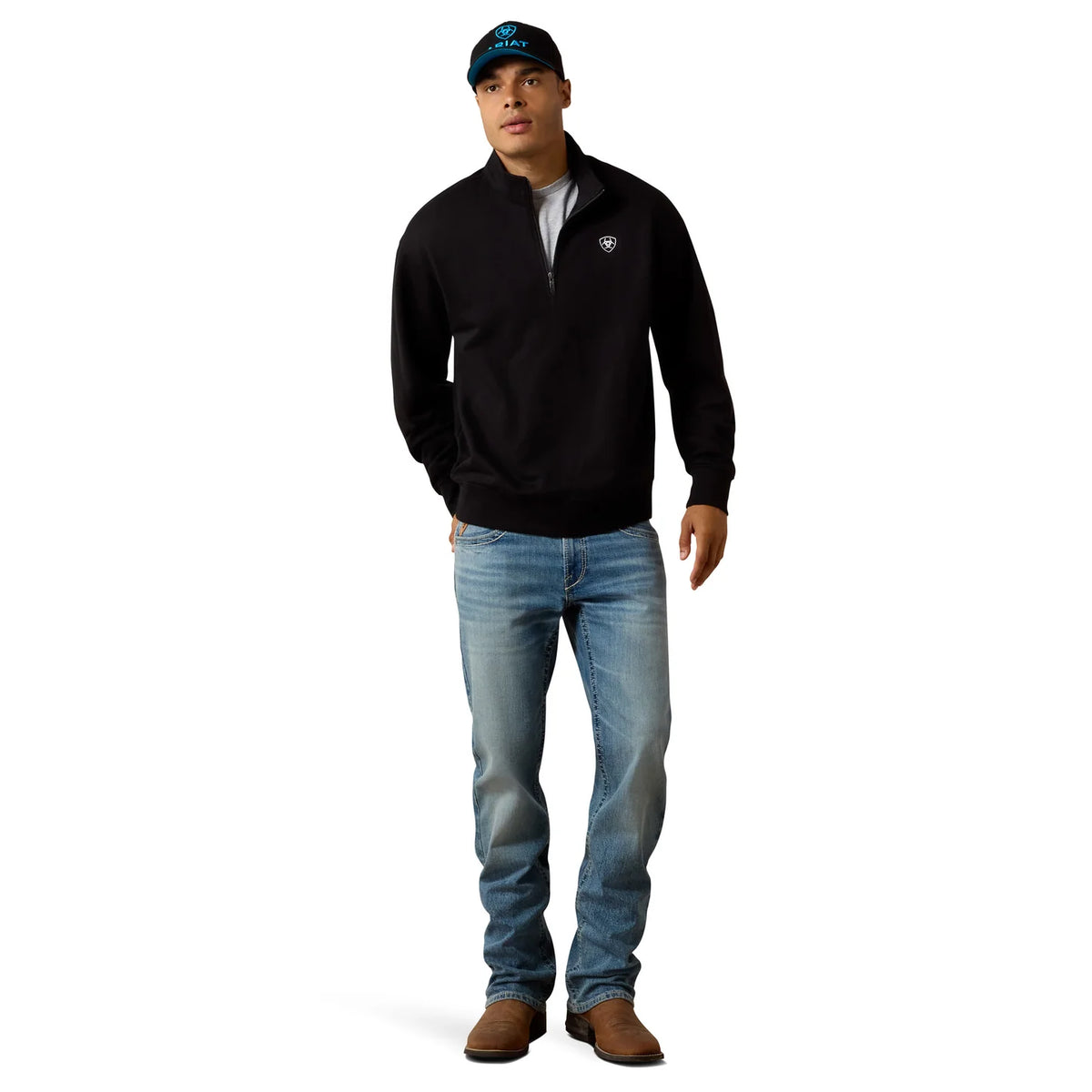 Ariat Men's Black Holiday 1/4 Zip Sweatshirt 10085374 ðŸ¤