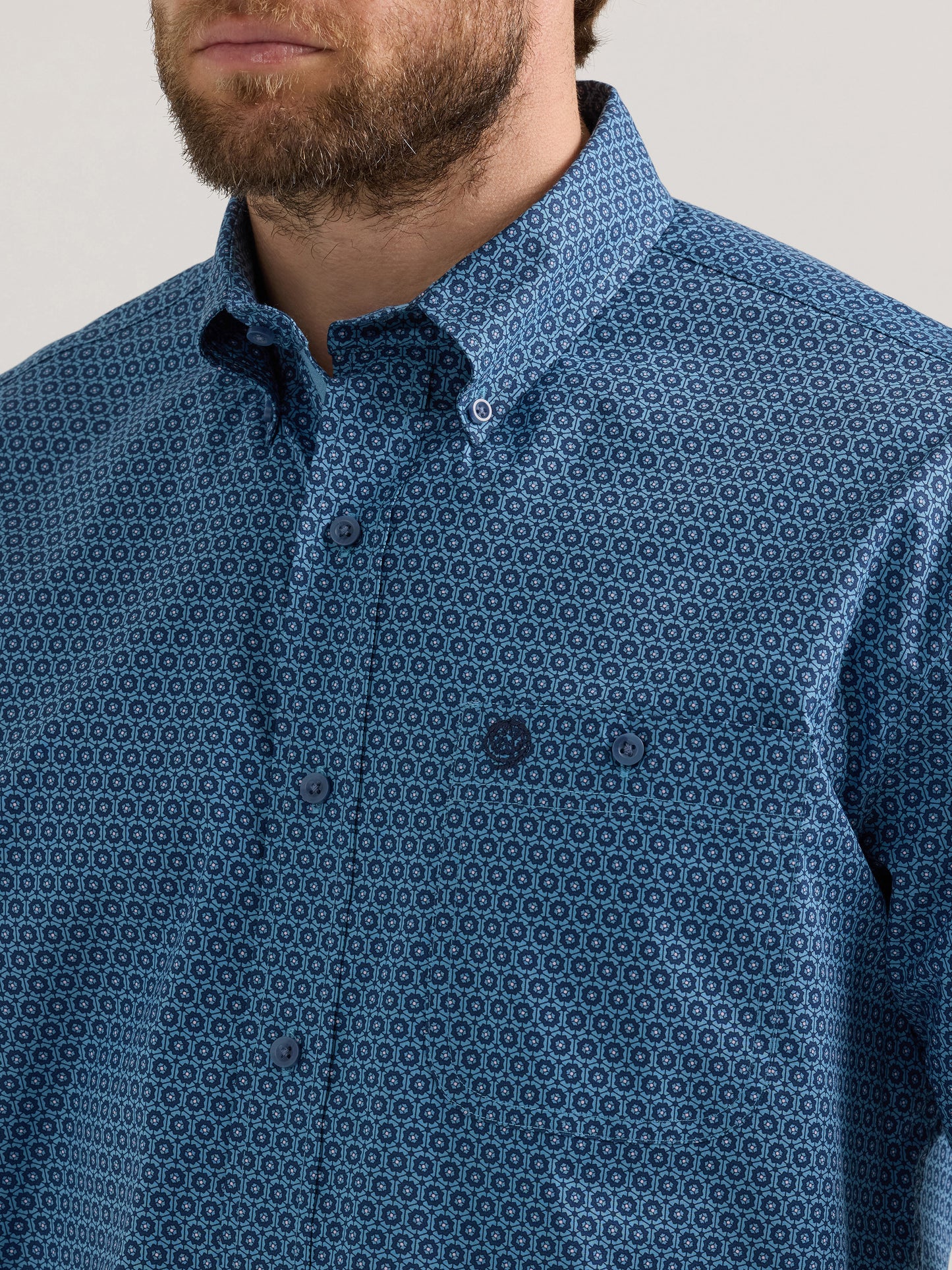 Wrangler Men's Deep Blue Hexagon L/s