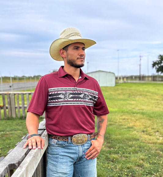 Cinch Men’s Burgundy Arena Flex Polo