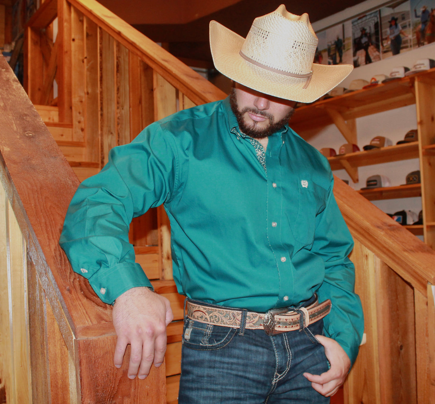 Cinch Men's Solid Turquoise Button-ups