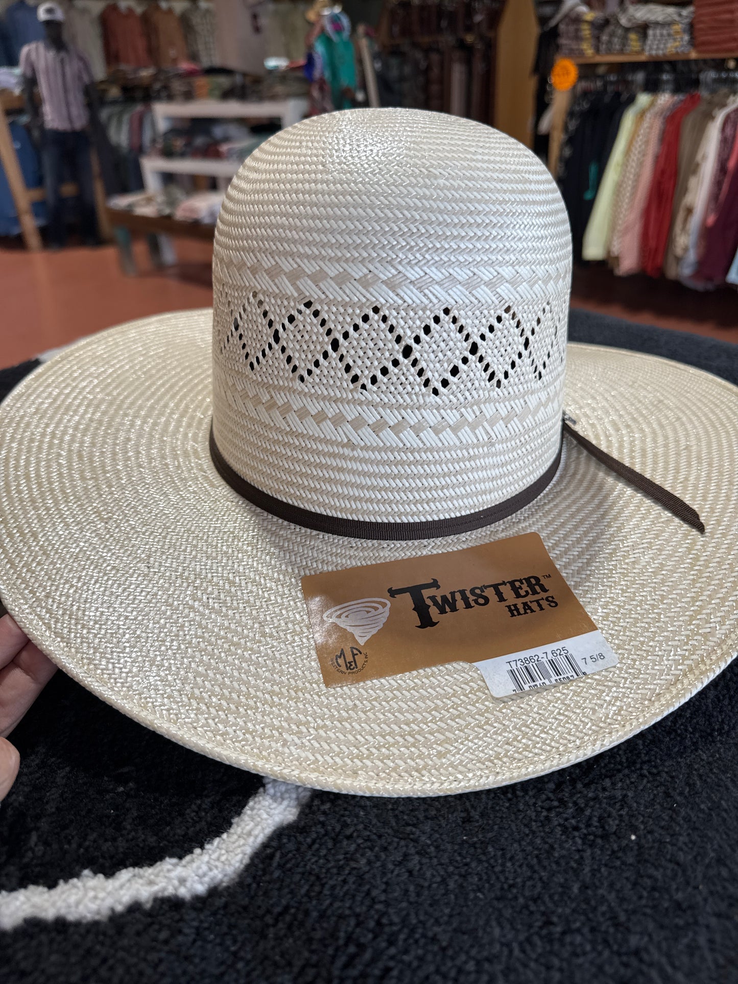 Twister Hats: 20X Shantung Ivory/Tan (Open Crown)