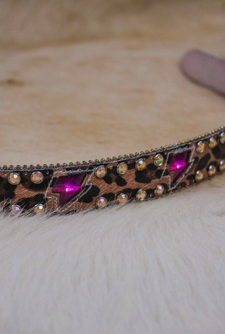 Youth Leopard Lightning Bolt Belt