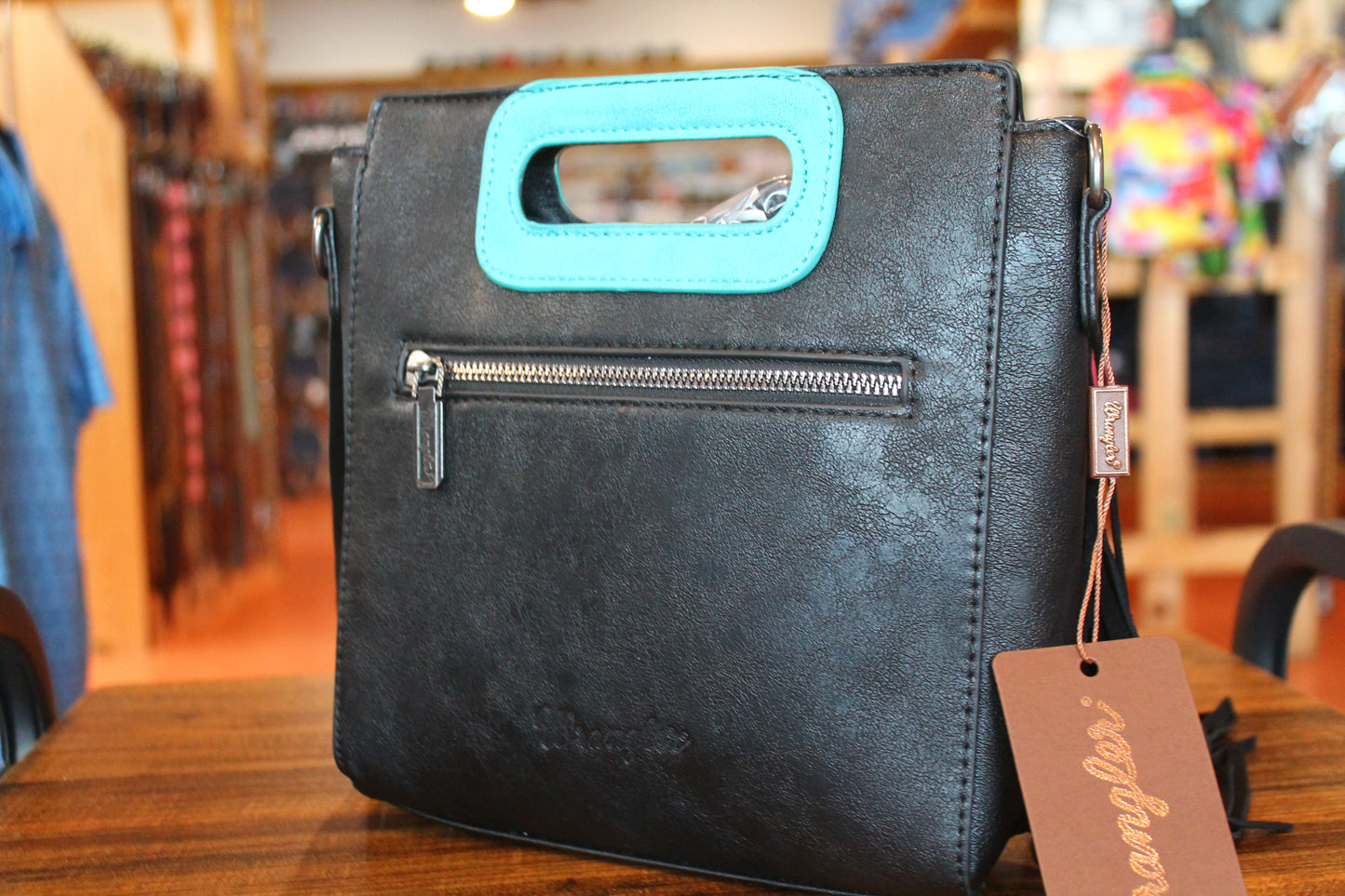Wrangler Boot-stitch Blk/Turq Crossbody