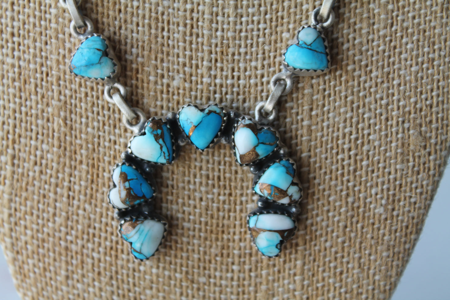 Ice Blue Dahlia Heart Necklace