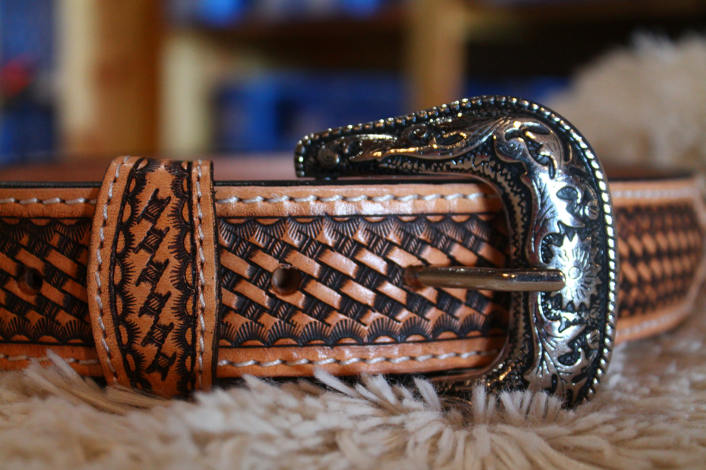 Men’s Challenger Rodeo Pink Tooled Belt