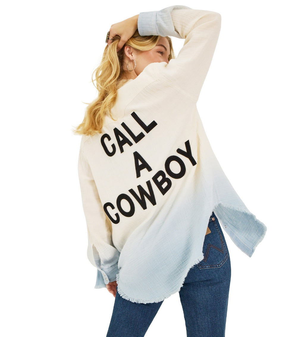 Wrangler X Lainey Dip Dyed “Call a Cowboy” Boho Pearl-snap