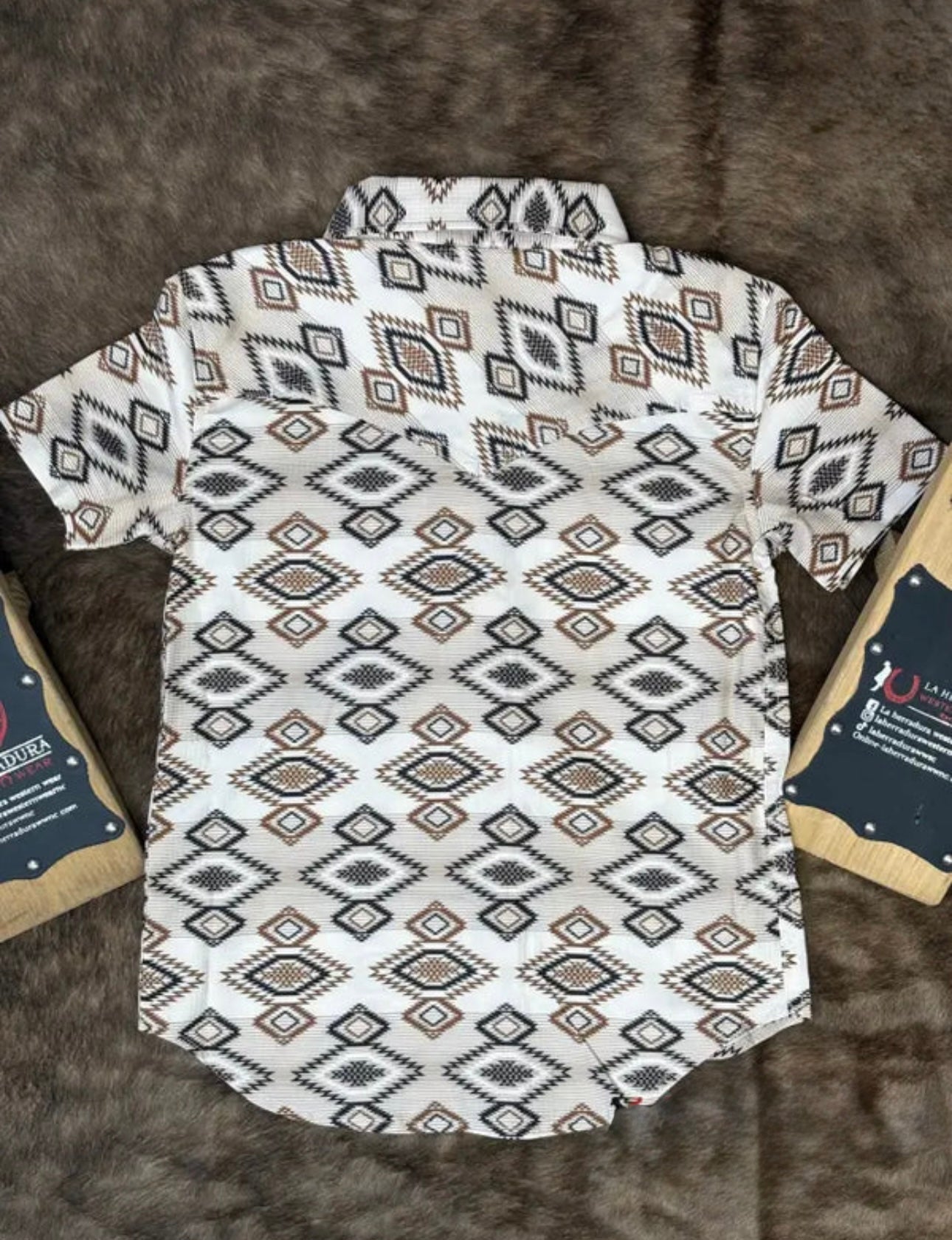 R&R Boys Natural Aztec Snap SS
