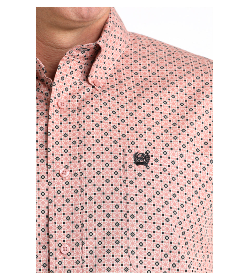 CINCH PINK GEOMETRIC PRINT - MENS SHIRT 👕