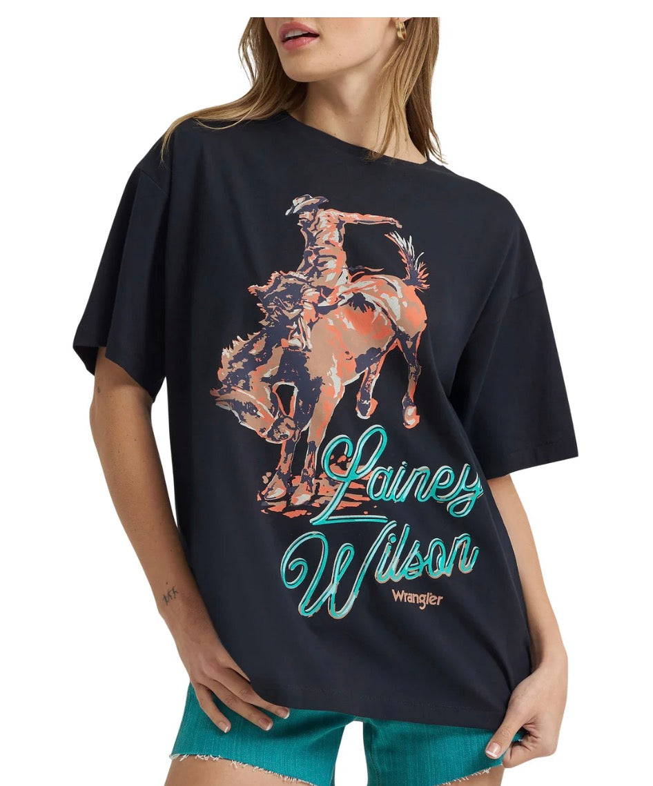 Wrangler X Lainey Wilson Ladies Rider Black T-Shirt 112375645