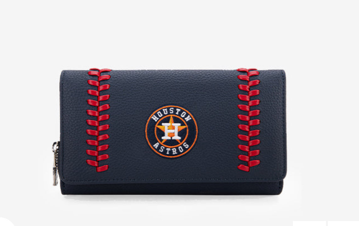 MLB HOUSTON ASTROS LEATHER WALLET-NAVY